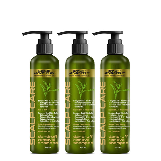 Scalp care Dandruff Removal Shampoo with Salicylic Acid, Tea Tree & Eucalyptus Oil –Reduces Dandruff & Flakes, Soothes Itchy scalp & Nourishes Hair 200ml x 3