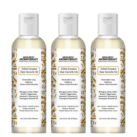 Tribal Essence Hair Growth Oil,Adivasi Herbal Hair Oil,Bhringraj, Amla, Methi, Rosemary Essential Oil, Bramhi, Nagarmotha, Jatamanshi, Lemongrass Essential Oil, Reduces Dandruff for Men & Women 100ml x 3