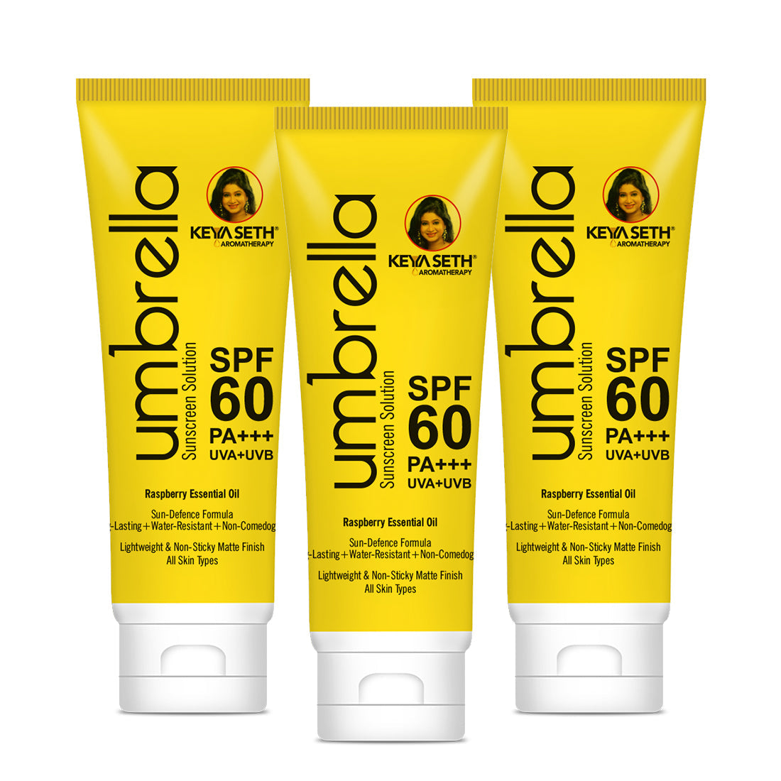 Umbrella Sunscreen Solution SPF 60, Broad Spectrum Protection, No White Cast, Lightweight Matte Finish with Raspberry Oil 100ml