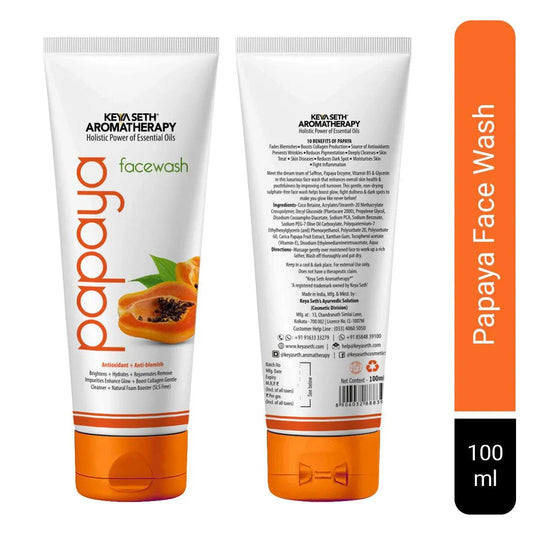 Papaya Facewash, Papaya Extract & Vit E Enriched, Mild Foaming SLS Free Gentle Cleanser, Brightening & Anti Blemish, Removes Pigmentation for Men/Women 100g