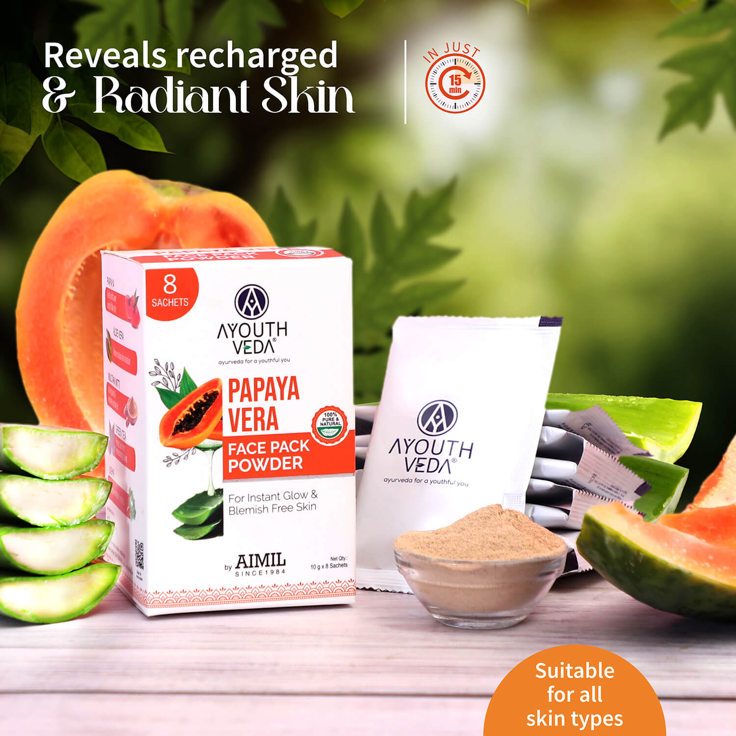Papaya Vera Face Pack Powder For Instant Glow 80g 80g
