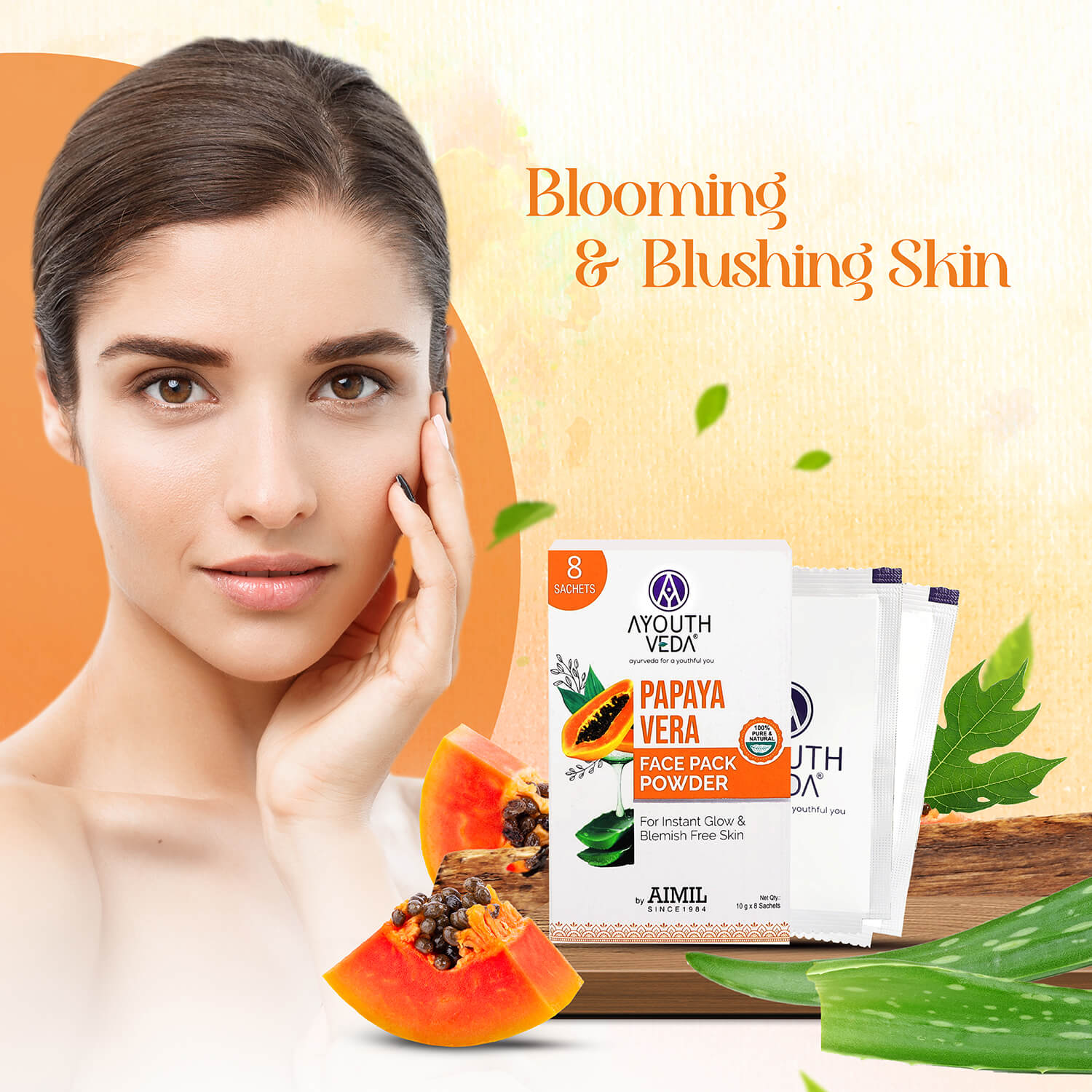 Papaya Vera Face Pack Powder For Instant Glow 80g 80g