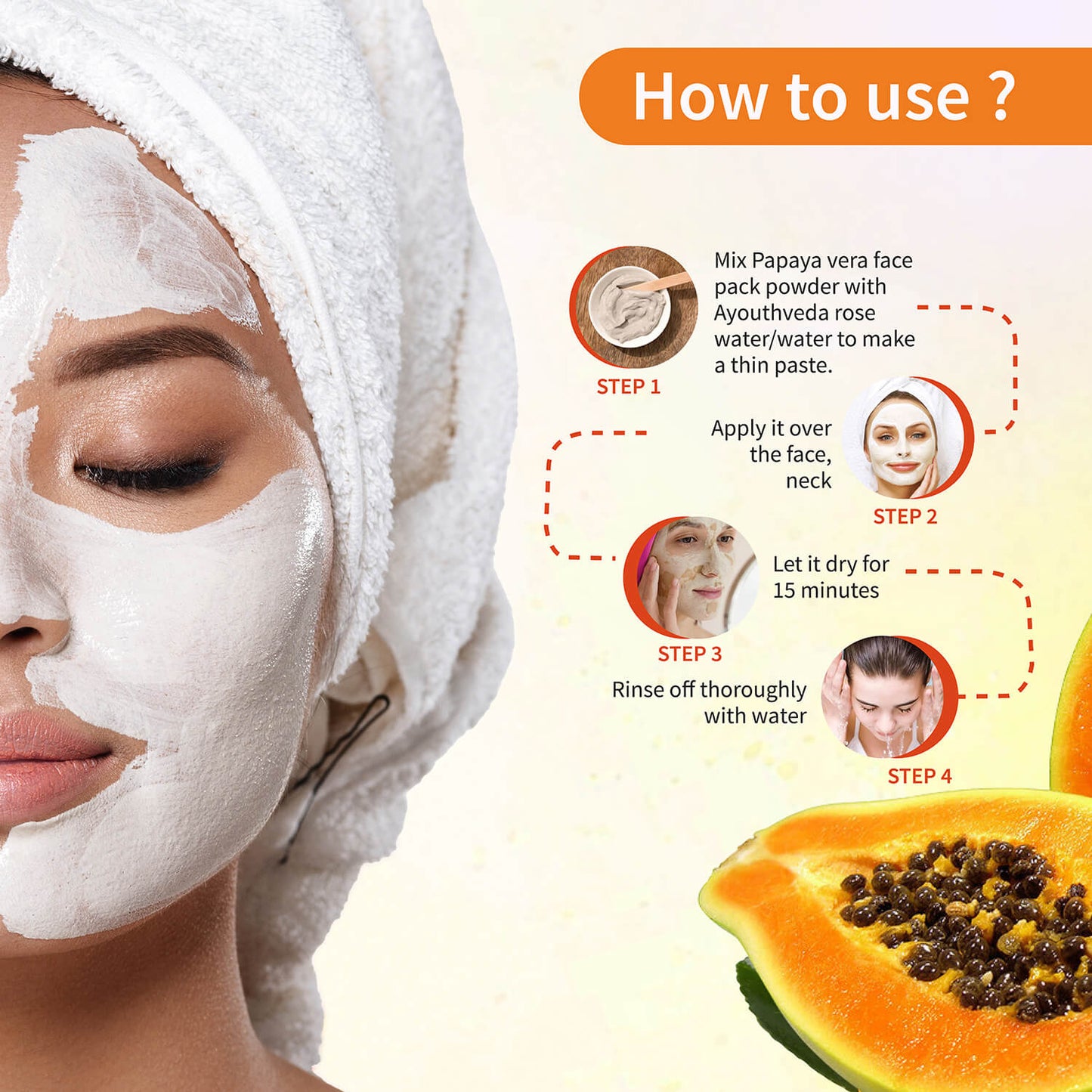 Papaya Vera Face Pack Powder For Instant Glow 80g 80g
