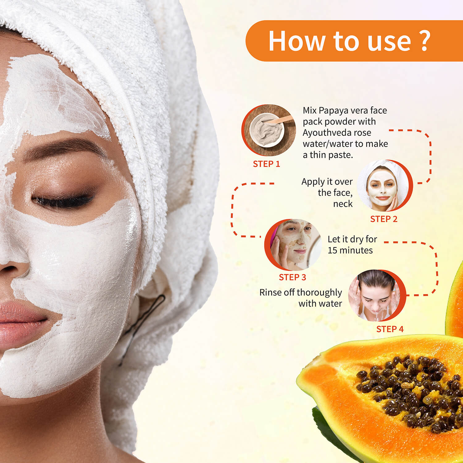 Papaya Vera Face Pack Powder For Instant Glow 80g 80g