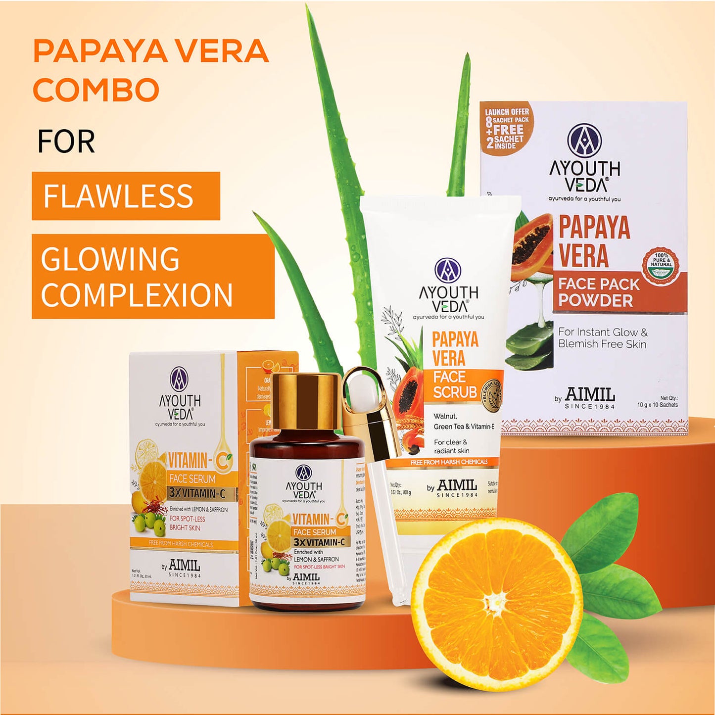 Papaya Vera Face Scrub with Walnut, Green Tea & Vitamin E | Gently Exfoliates, Unclogs Pores & Brightens Skin | Suitable for Dry to Normal Skin Types| 100g 100g