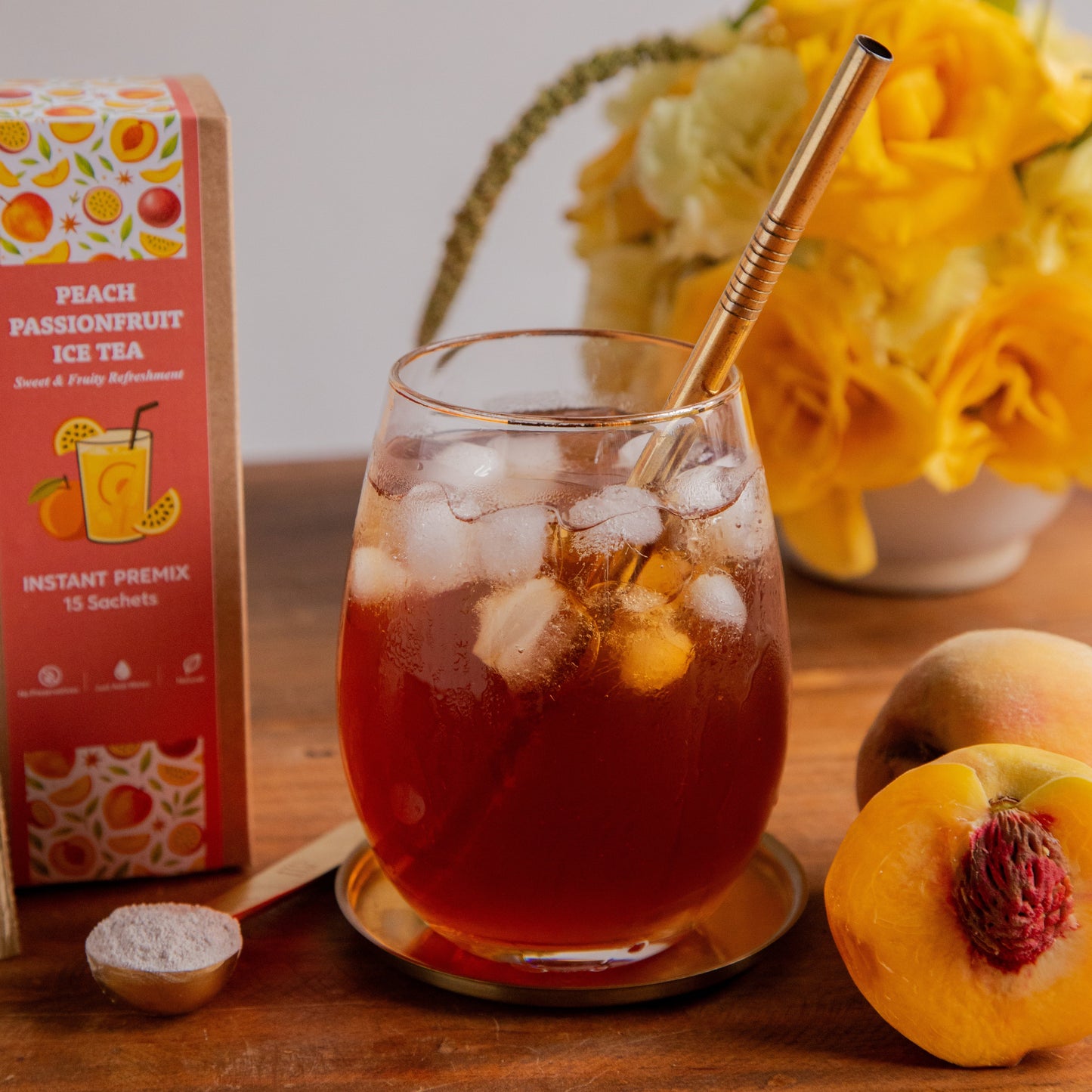 Peach-Passionfruit Iced Tea Premix - 15 Sachets 15sachets