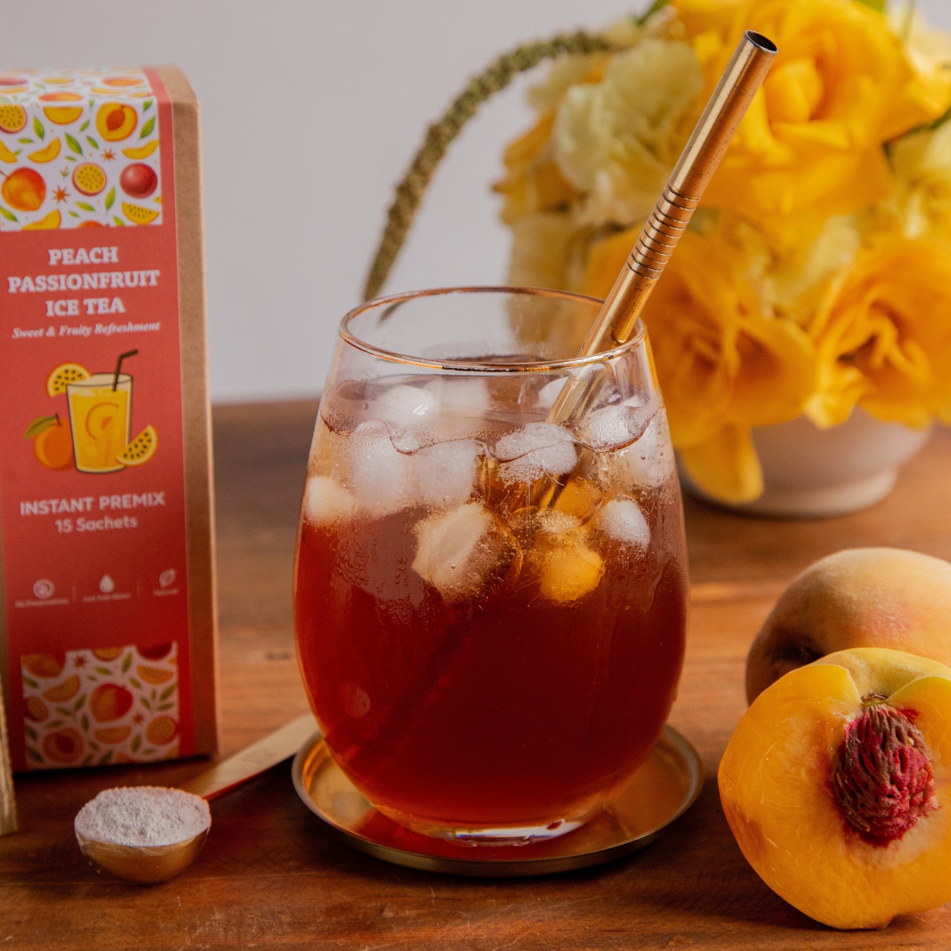Peach-Passionfruit Iced Tea Premix - 15 Sachets 15sachets