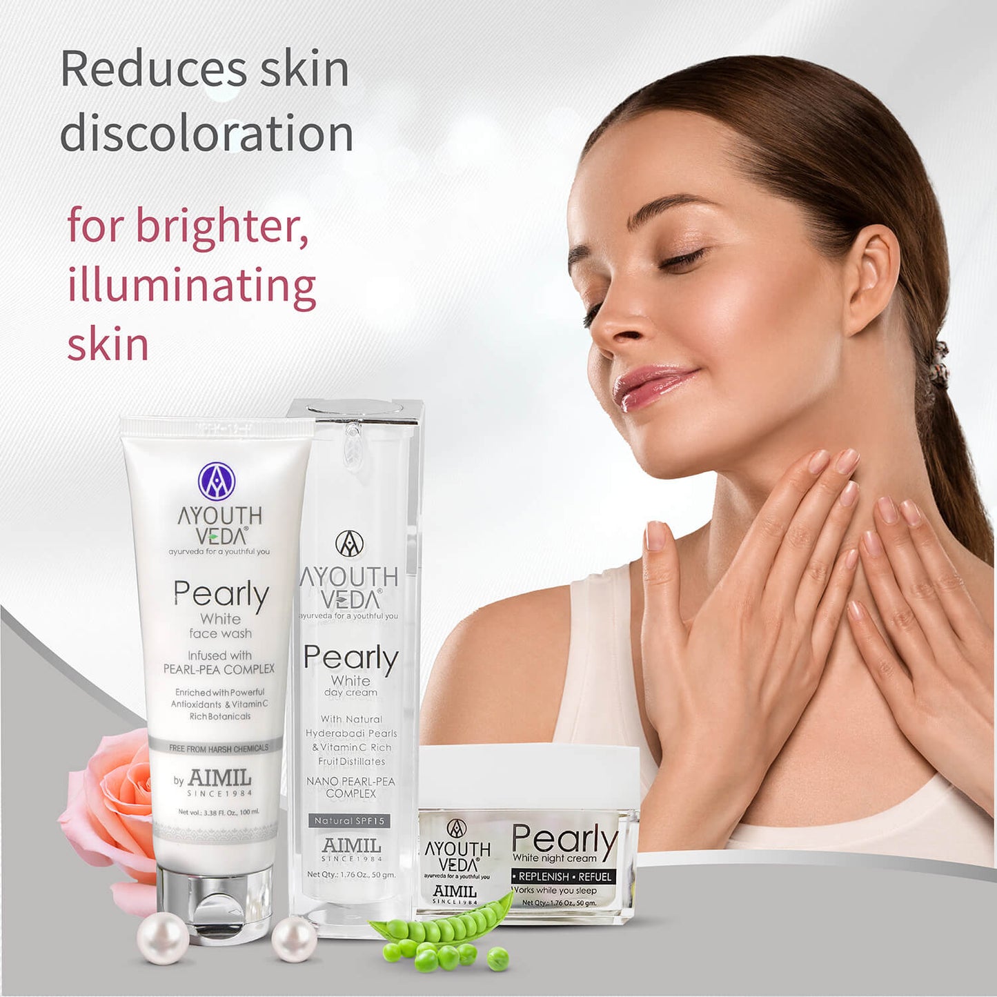 Skin Brightening Regimen | Pearly white face wash 100 ml , Day Cream g , Night Cream 50g 100ml