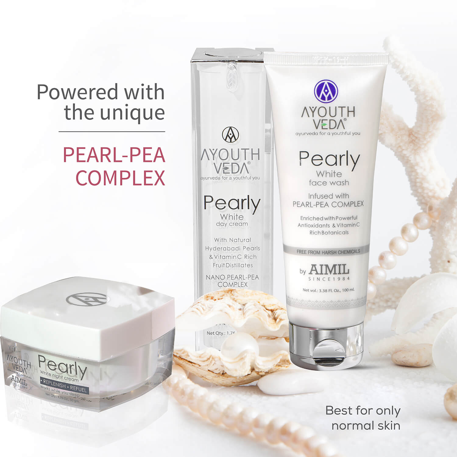 Skin Brightening Regimen | Pearly white face wash 100 ml , Day Cream g , Night Cream 50g 100ml