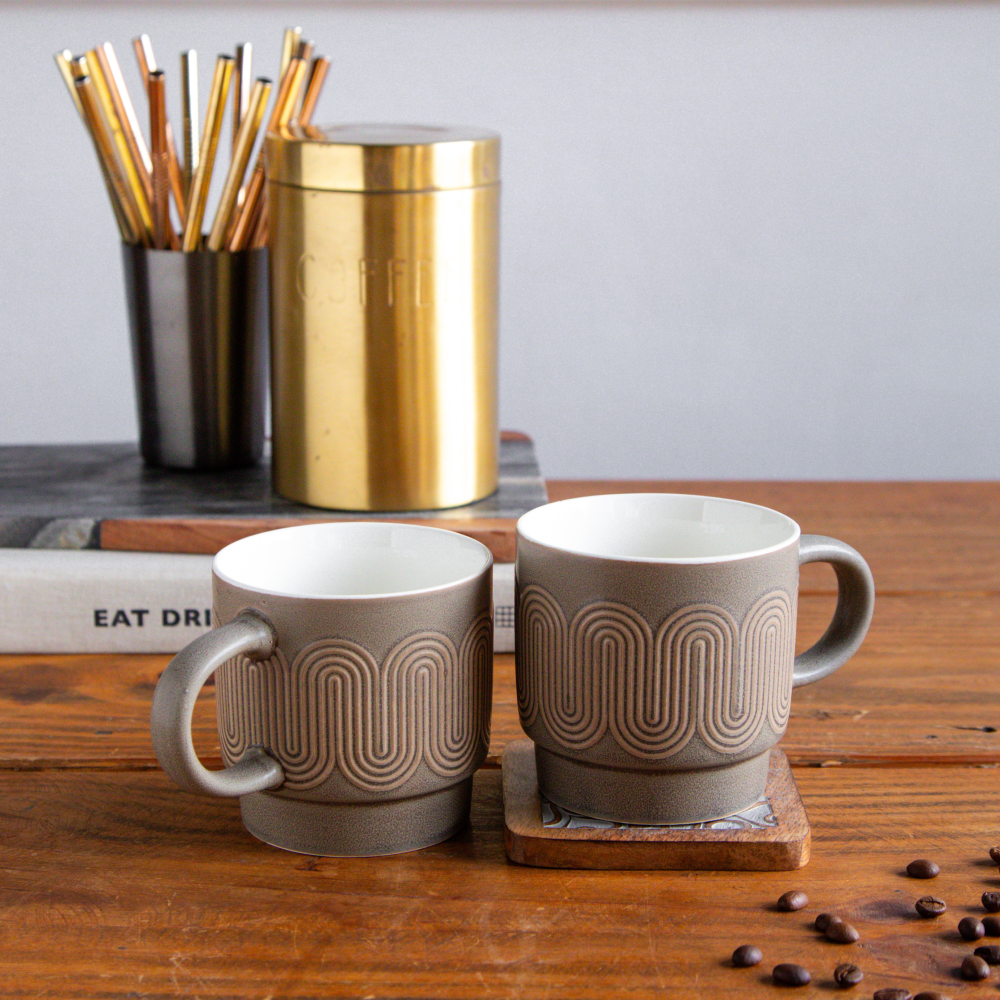 Waveform Collection – Mocha Flow Brown Coffee Mug (Set of 2) – 380 ml 380ml