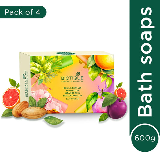 【Biotique】 Bathing Soap Celebration Pack (4 Unique Soaps)｜バスソープ セレブレーションパック 4種アソート｜150g×4個