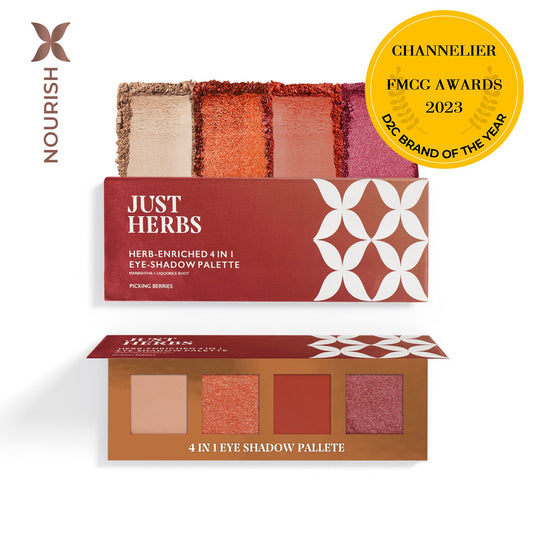 【Just Herbs】 Herb Enriched 4-in-1 Eye-shadow Palette with Manjishtha and Liquorice Root Picking Berries