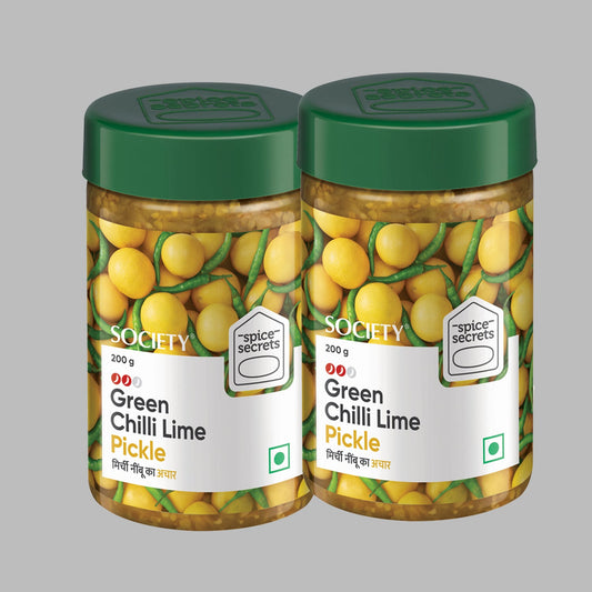 【Society Tea】 Green Chilli Lime Pickle - Pack of 2｜グリーンチリ ライムピクル 2個パック｜200 g x 2
