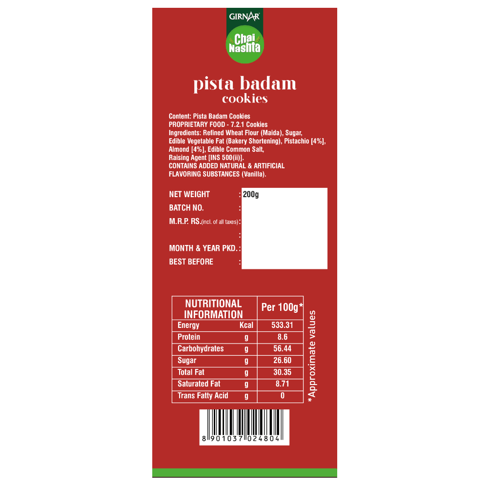 Chai Nashta - Pista Badam Cookies 200g