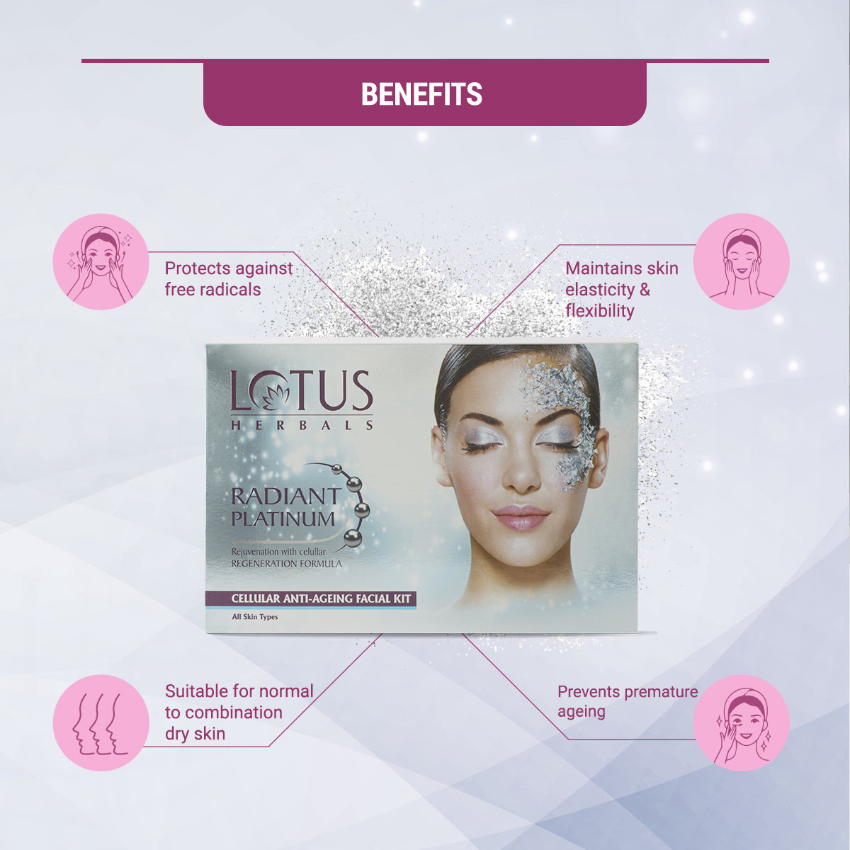 Radiant Platinum Cellular Anti-Ageing Salon Grade Single Facial Kit 37g