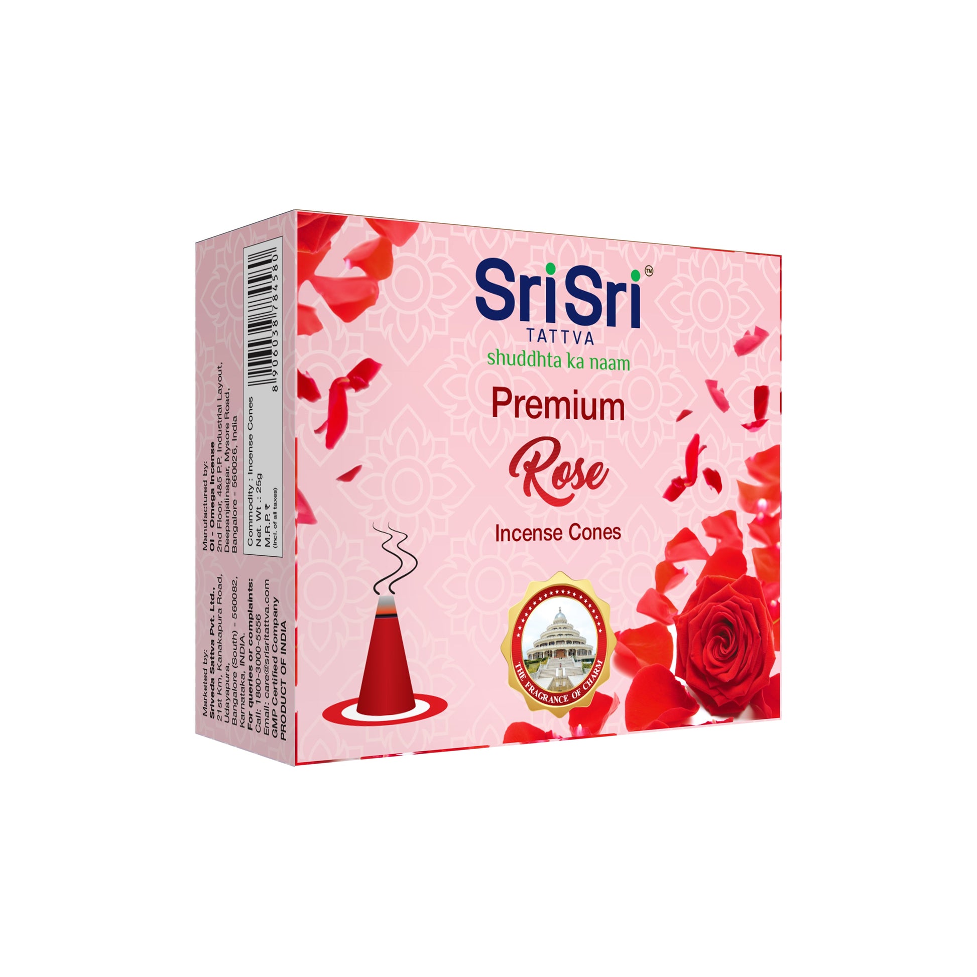 Premium Rose Incense Cones For Pooja | 12 Dhoop Cones | Fragrances – Natural Rose | Free Stand | 25 g 25g