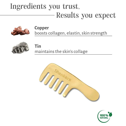 【Shankara Naturals India】 Kansa Hair Comb by Shankara｜カンサ ヘアコーム｜50g