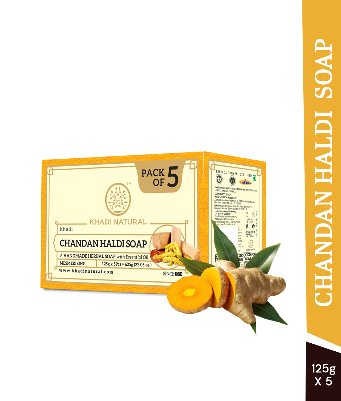 Chandan Haldi Soap Combo Value Pack of 5 125gm Each