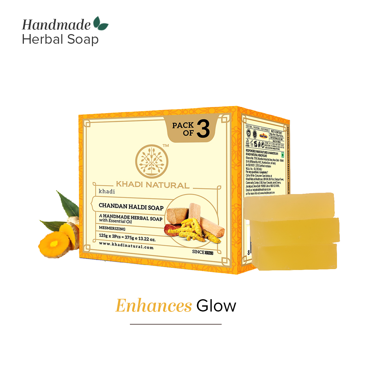 Herbal Chandan Haldi Soap Combo Pack Of 3 125gm Each