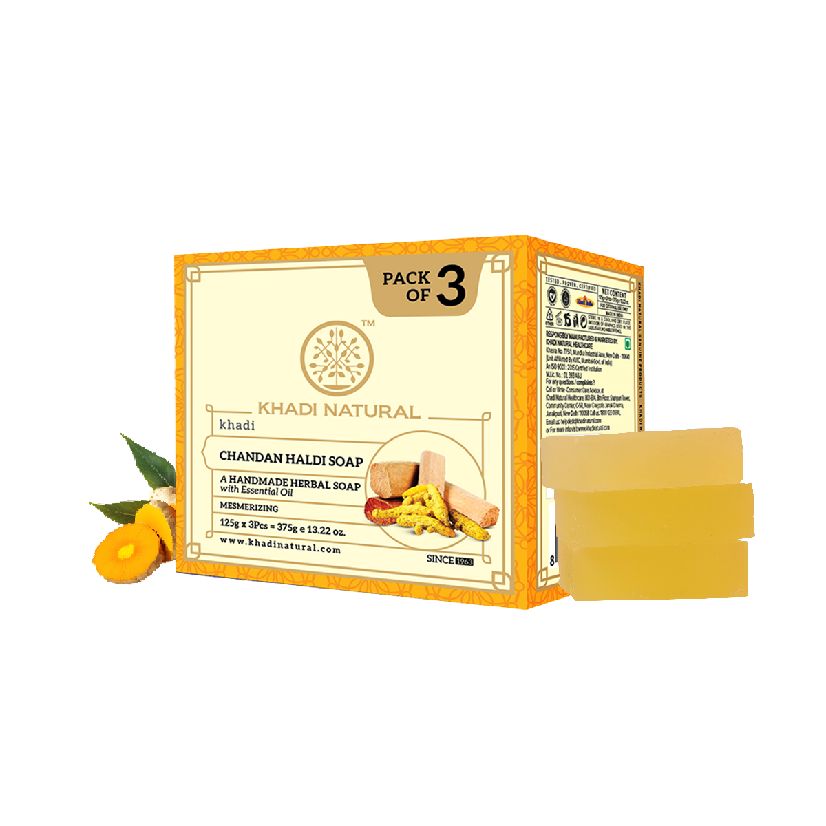 Herbal Chandan Haldi Soap Combo Pack Of 3 125gm Each