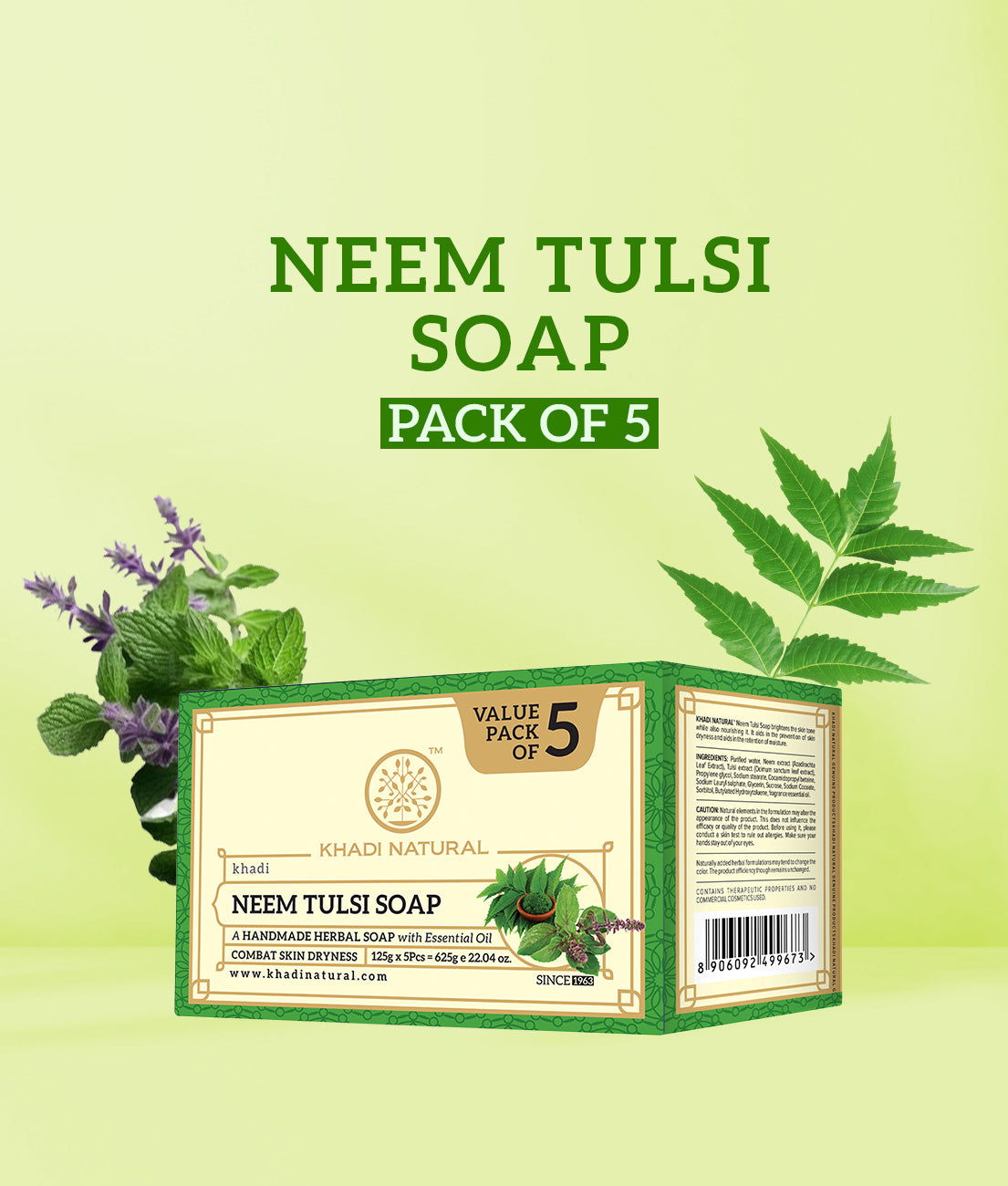 Herbal Neem Tulsi Soap Combo Pack Of 5 125gm Each
