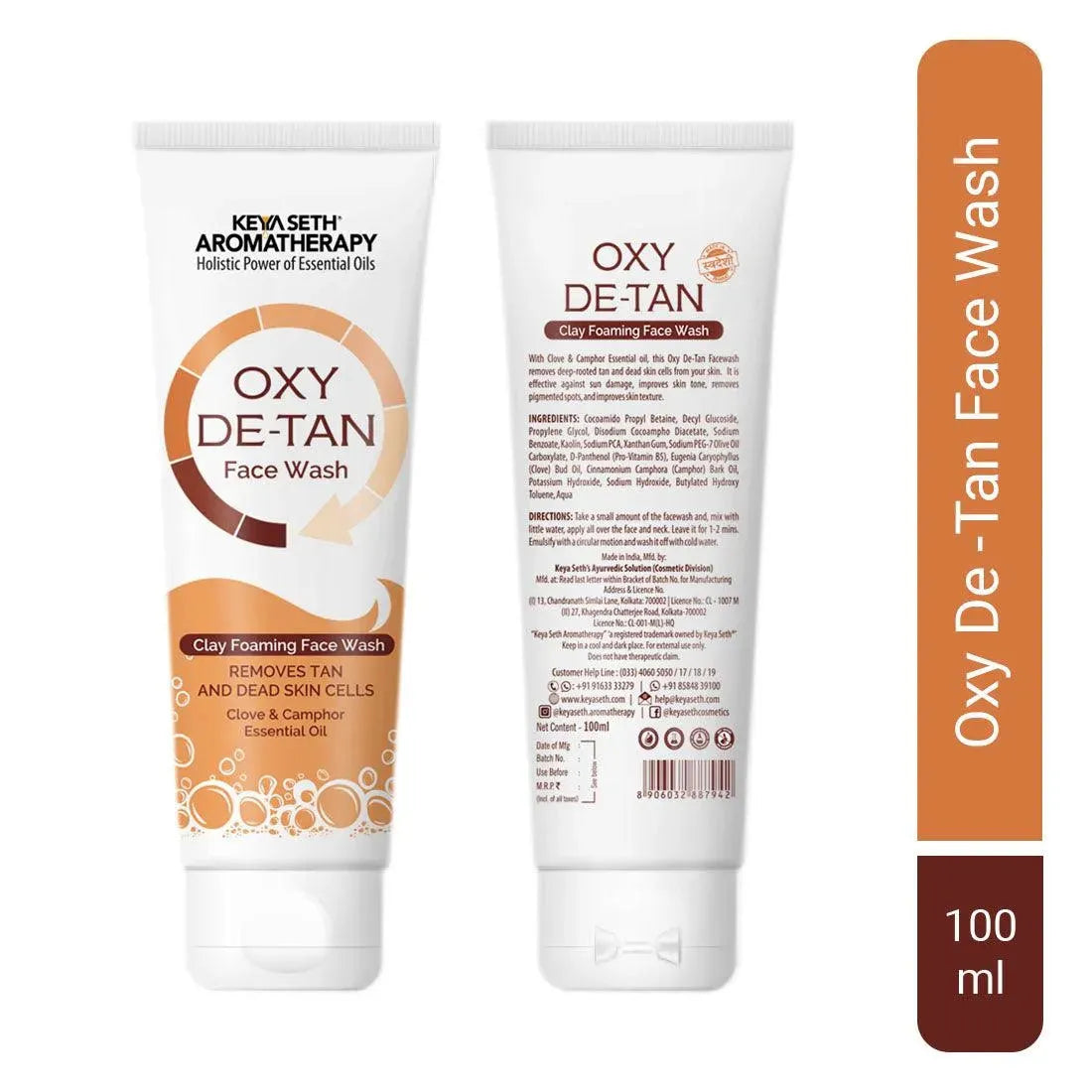 Oxy De Tan Clay Foaming Facewash Hydration & Moisturizing Infused with Clove & Camphor Oil, Removes Tan & Dead Skin Cells SLS & Paraben Free 100ml 100ml