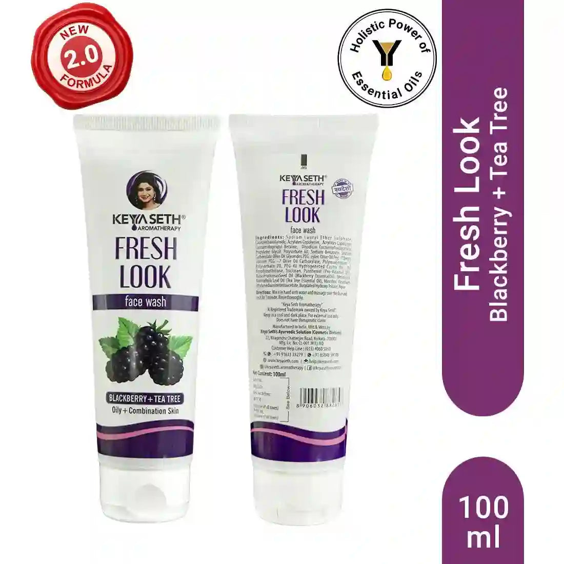 Fresh Look Blackberry & Tea Tree Face Wash, Mild, Hydrating, Moisturizing Foaming, Oily & Combination Skin 100ml