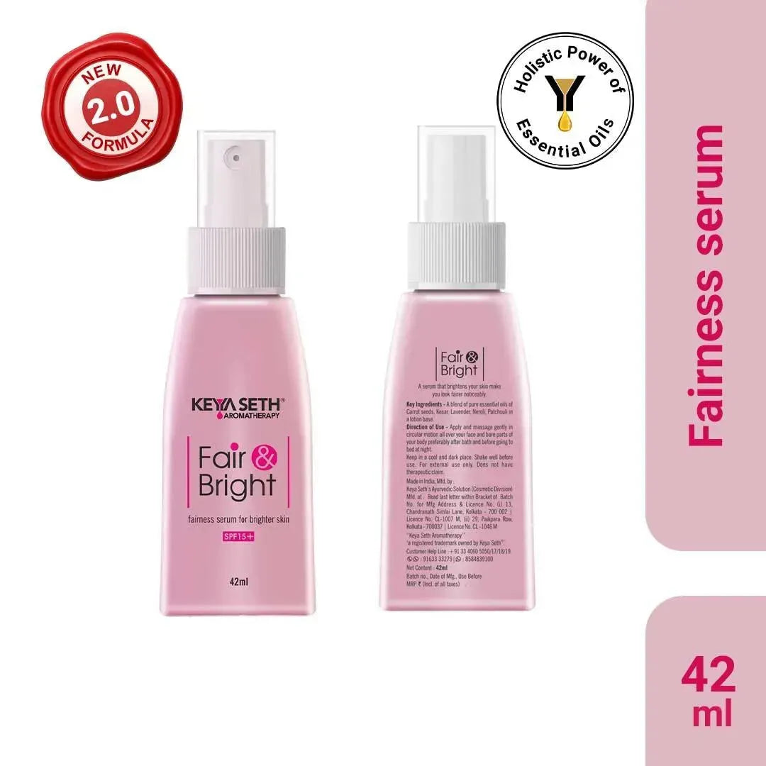 Fair & Bright Serum, Skin Brightening, Whitening, with Vitamin C, AHA Exfoliation with Glycolic & Lactic ACID, Lavender & Geranium Essential Oil 42ml x 3