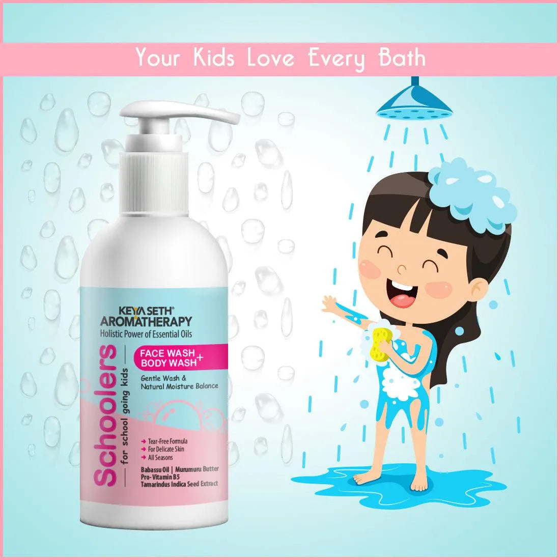 Schoolers Face & Body wash with No Harmful Chemical Deeply Nourishing Wash for Kids, Hypoallergenic, Paraben & Sulfates Free 275ml