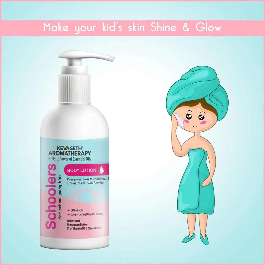 Schoolers Kids Body Lotion for Deep Nourishment and Long-lasting Moisturizer for Radiant Skin- Hypoallergenic- Paraben & Mineral Oil Free 300ml