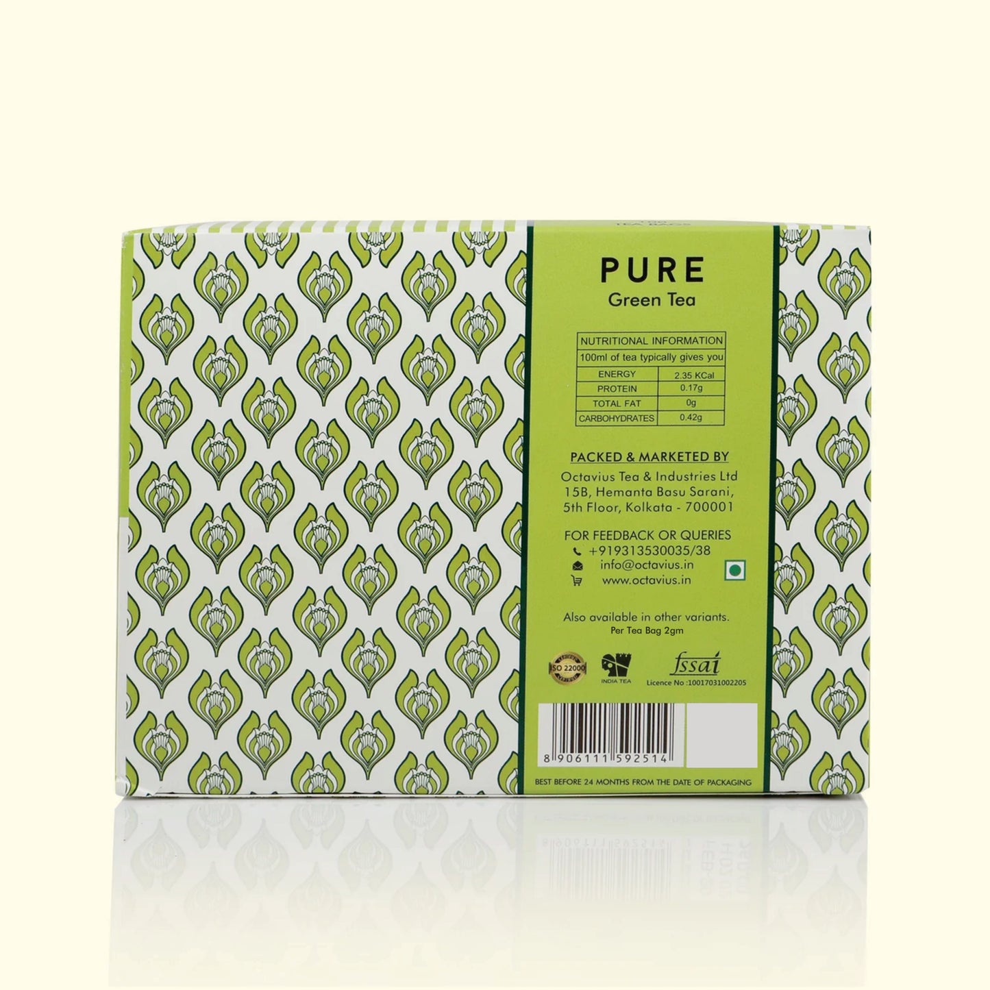 Pure Green Tea - 100 Unenveloped  Teabags (2gm Each) 2g