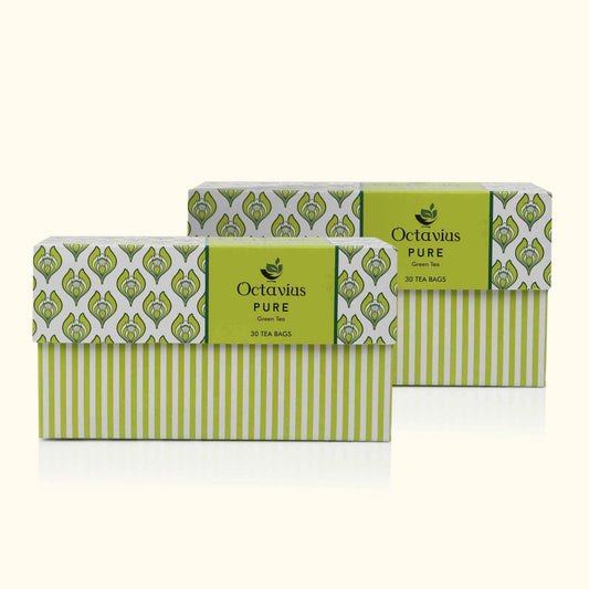 Pure Green tea - 30 Enveloped Teabags ( PACK OF 2 ) Pack of 2
