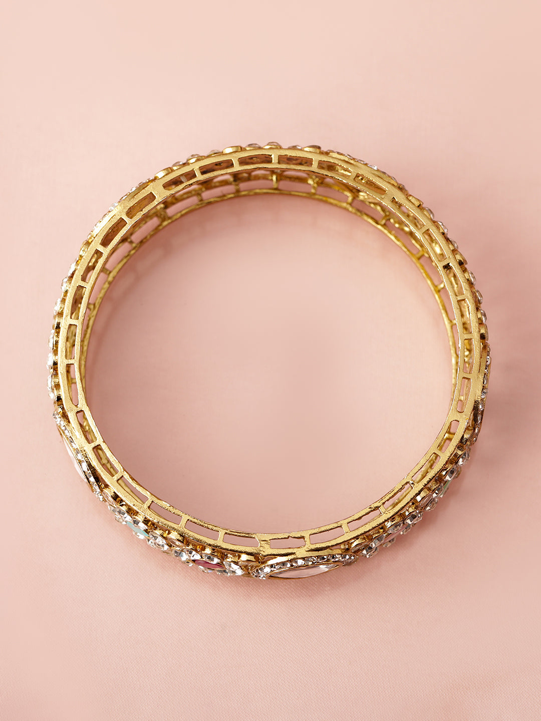 Colour Petal Kundan Bangles 2.4 - Small