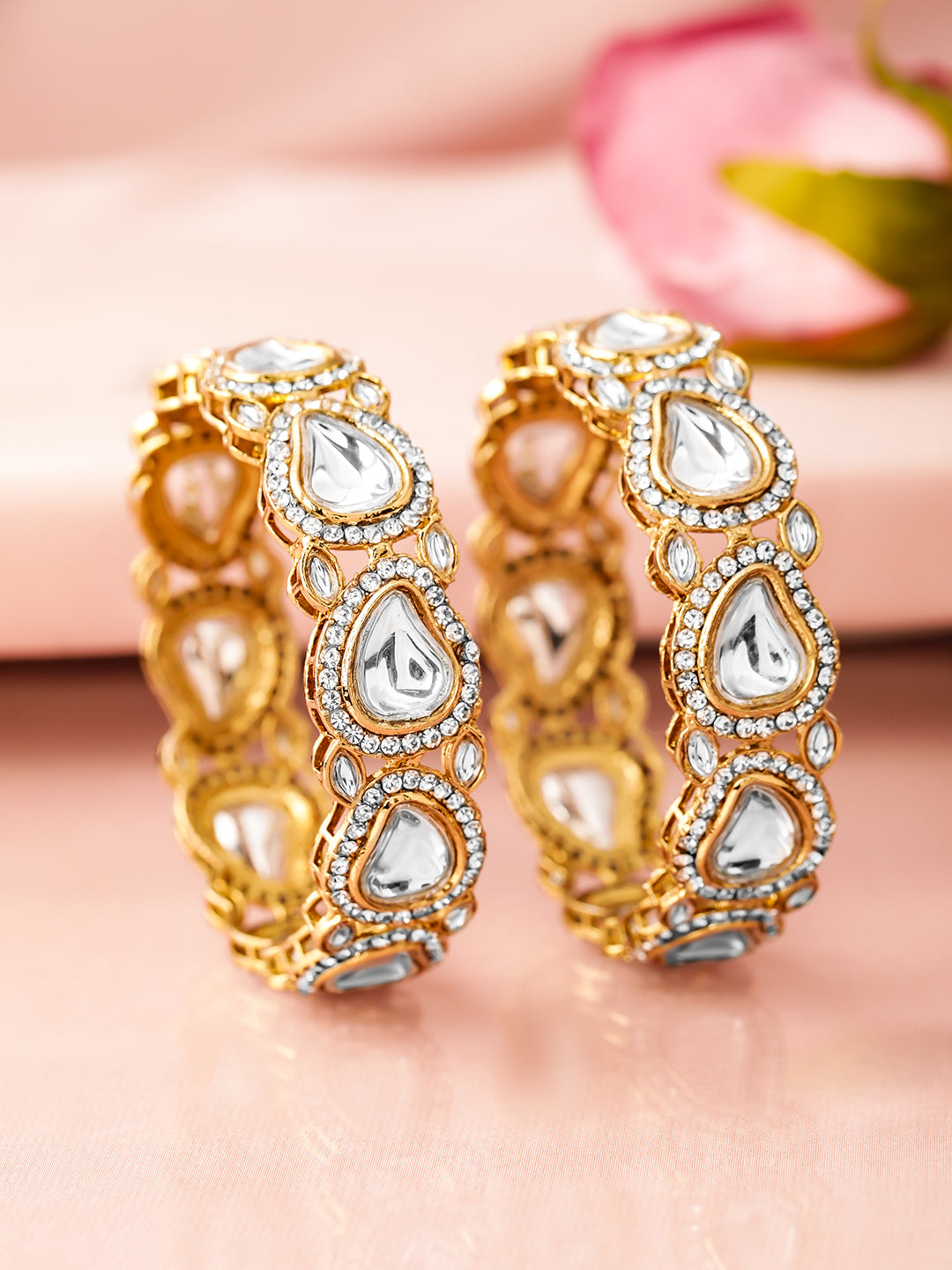 Ivory Affair Designer Kundan Bangles 2.4 - Small