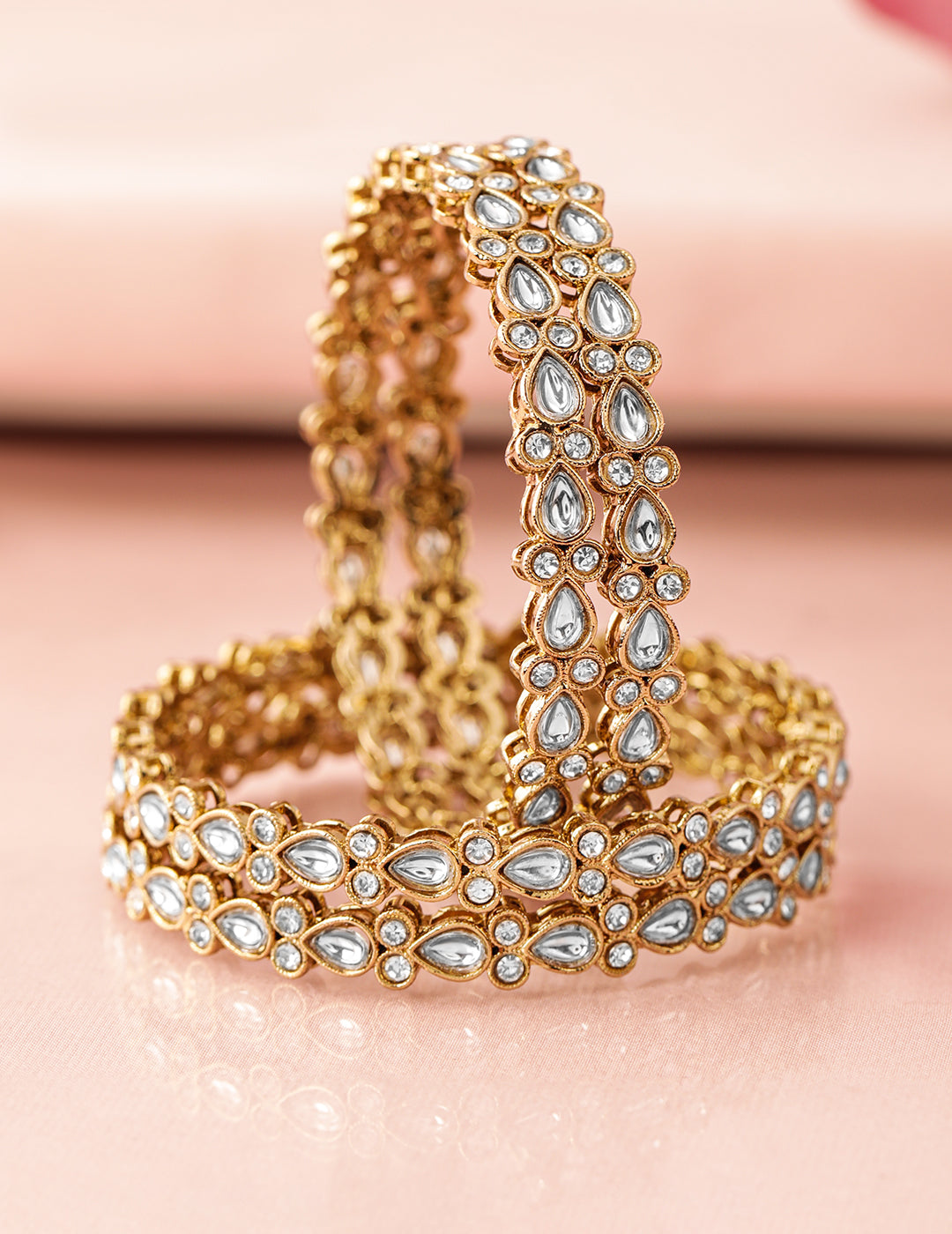 Ivory Elegance White Kundan Bangles 2.8 - Large