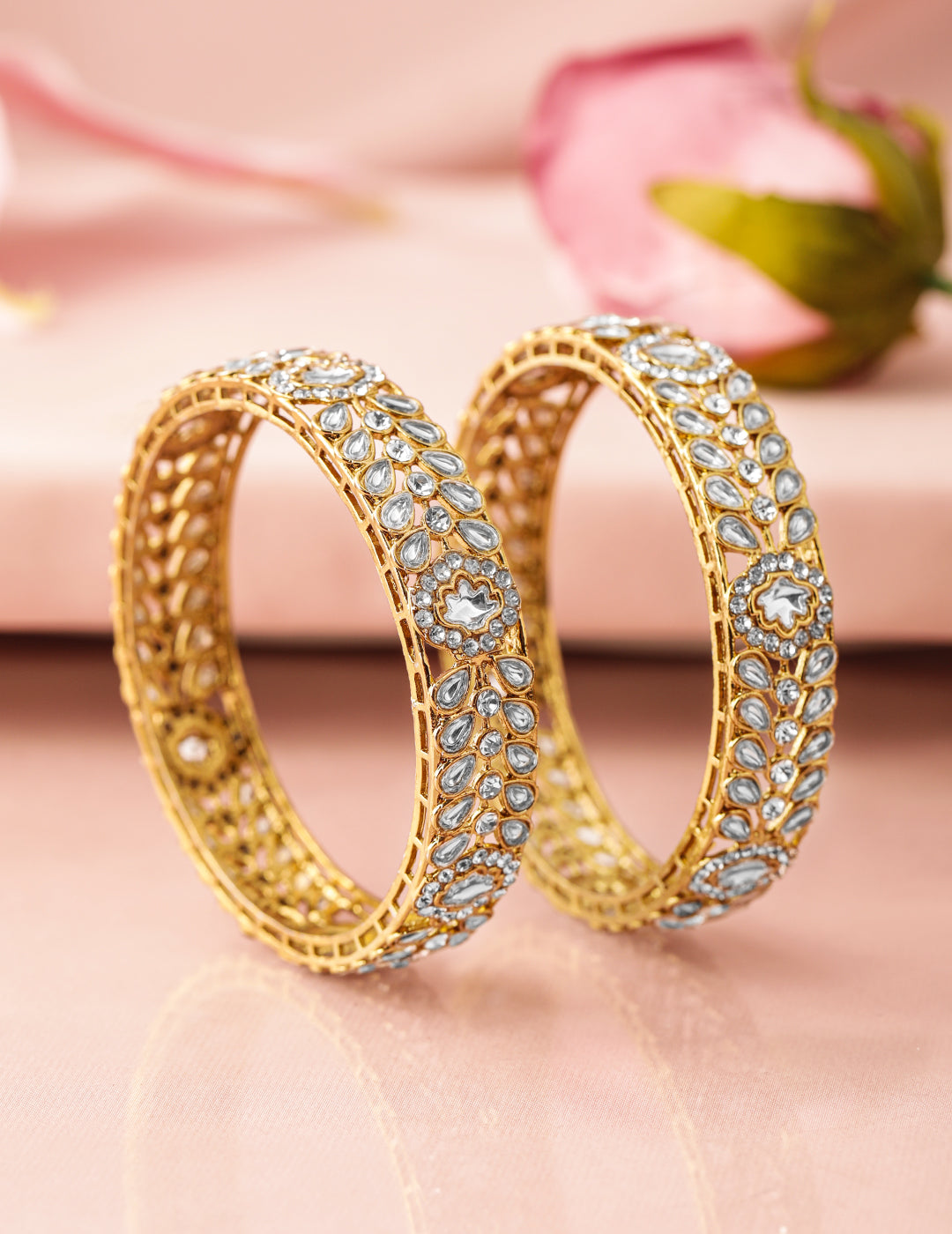Golden Grace in Ivory Dream Bangles 2.6 - Medium