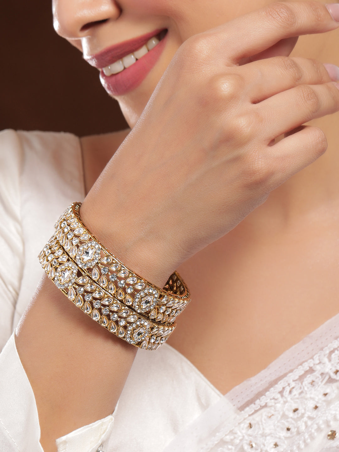 Golden Grace in Ivory Dream Bangles 2.6 - Medium