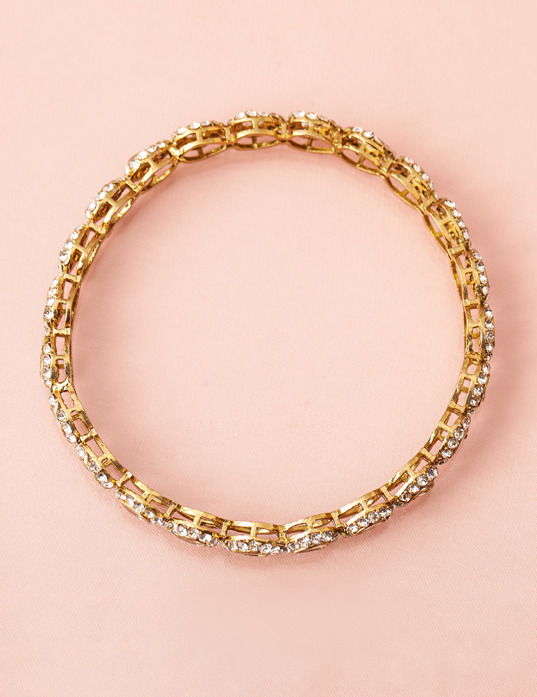 Rubans Set of 4 18K Mehandi Gold-Plated Kundan & Cubic Zirconia Studded Handcrafted Bangle 2.4 - Small