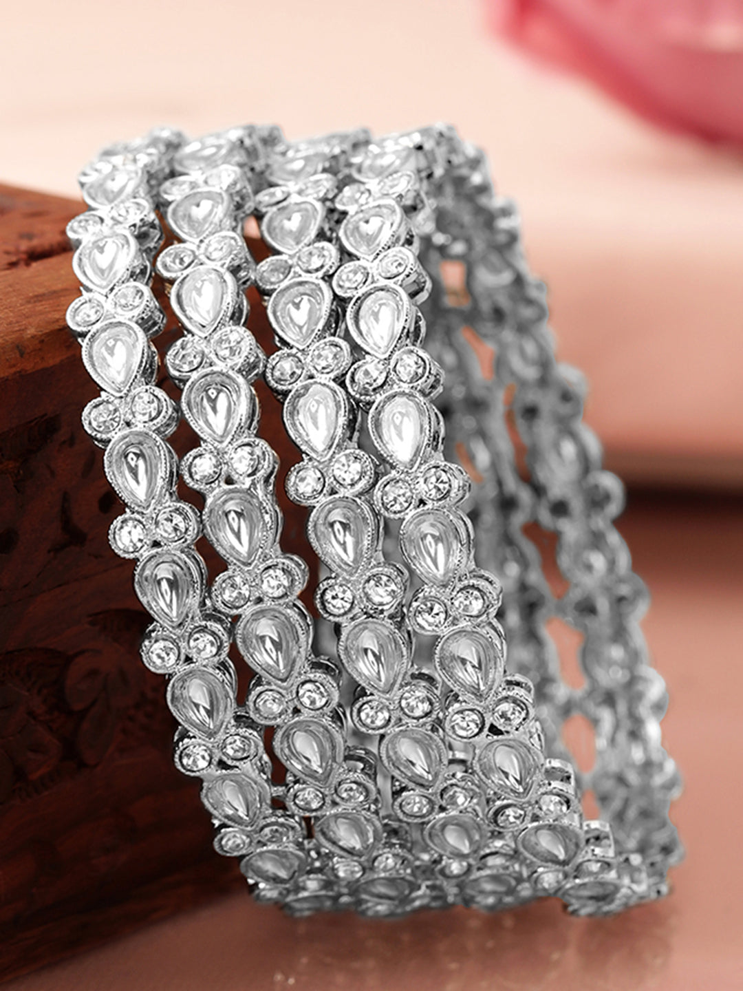 White Radiance Kundan Bangles 2.8 - Large