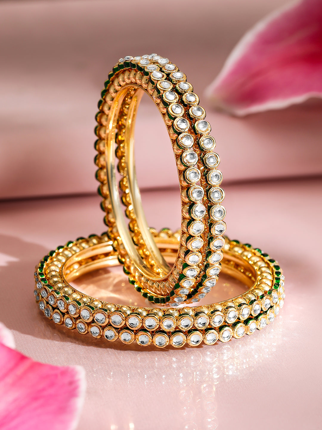 Timeless Gleam of Kundan Bangles 2.4 - Small
