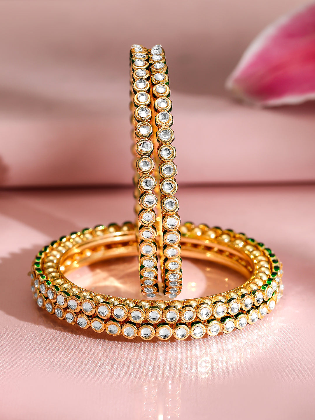 Timeless Gleam of Kundan Bangles 2.8 - Large