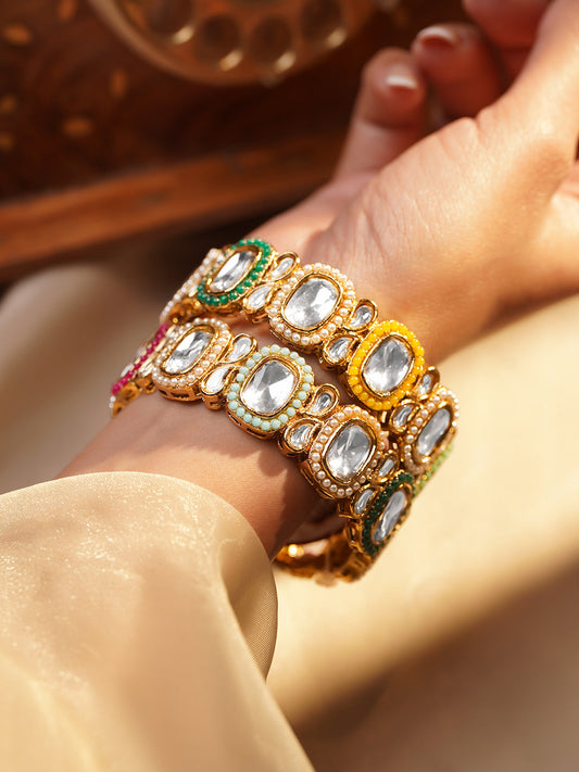 Multicolour Beaded Kundan Gold Bangles 2.4 - Small
