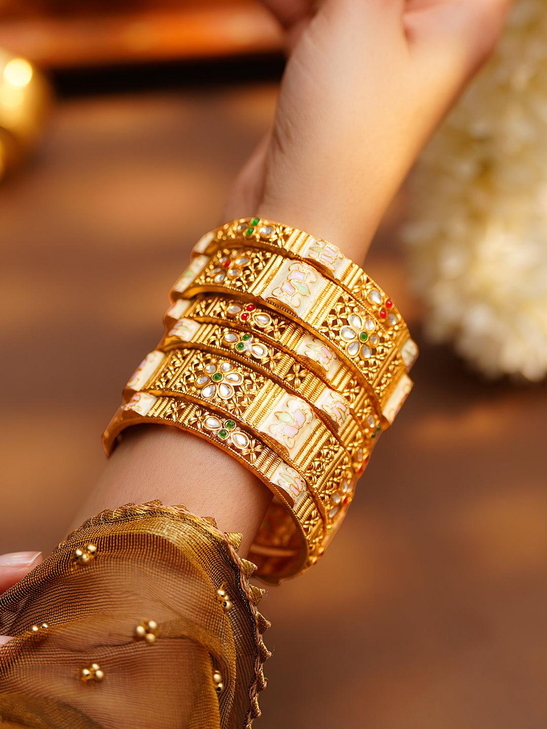 Royal Bloom Bridal Bangles Set 2.4 - Small