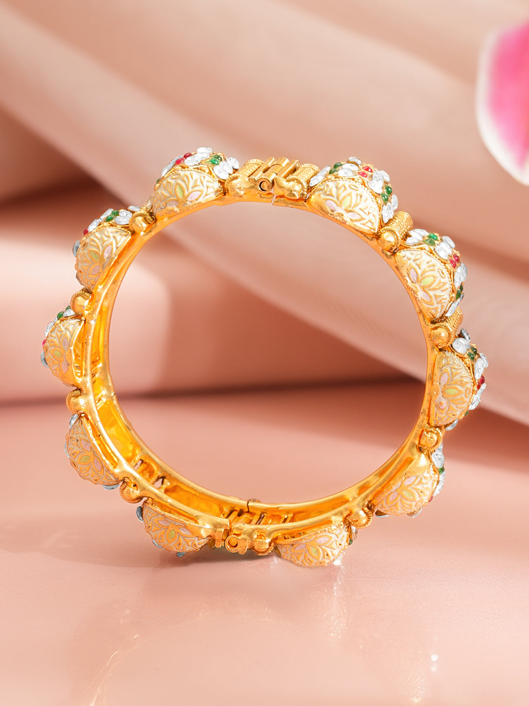 Navratna Royal Dome Kada Bangle Set 2.8 - Large