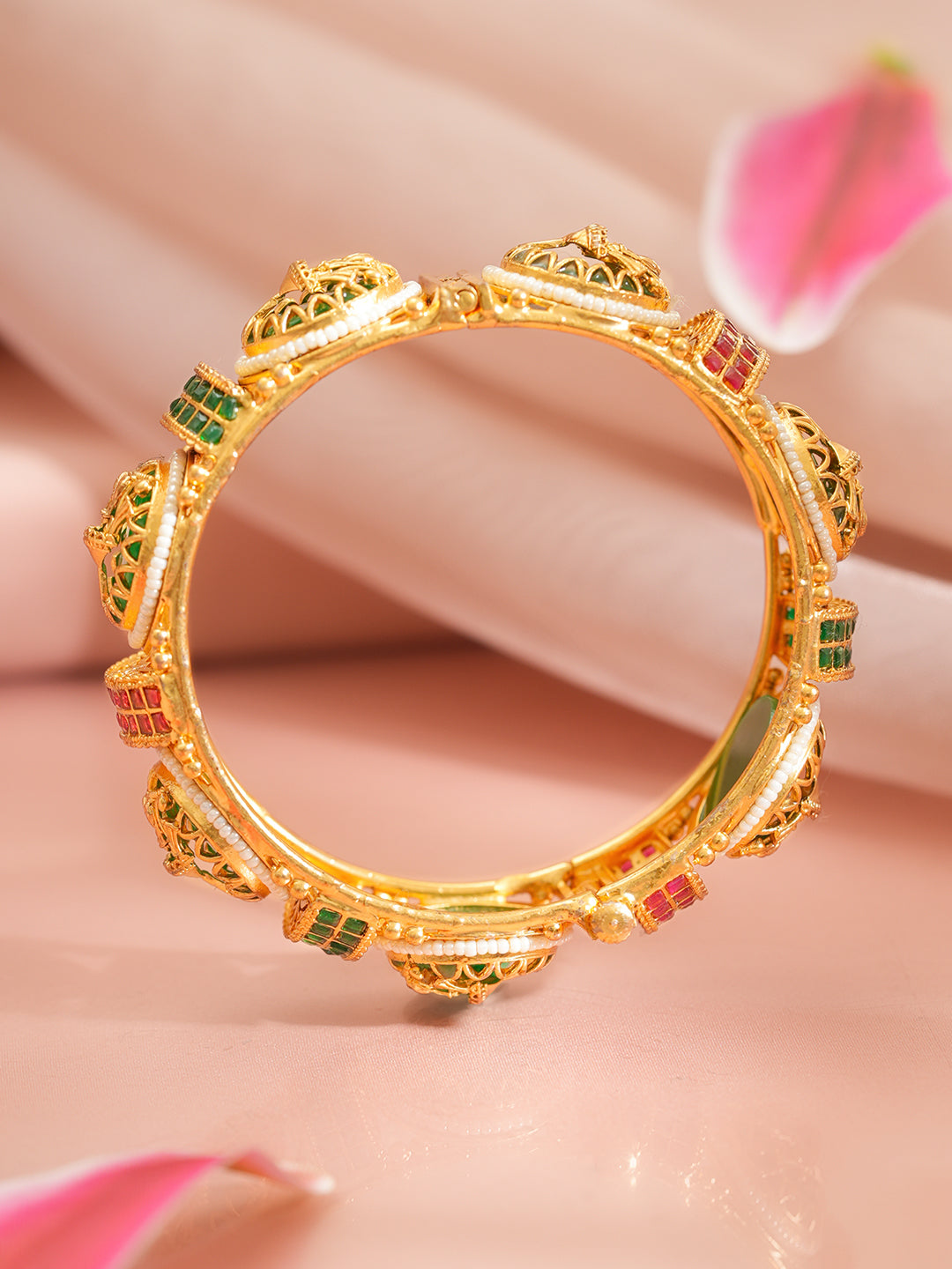 Heritage Couple Motif Gold Kada Set 2.8 - Large