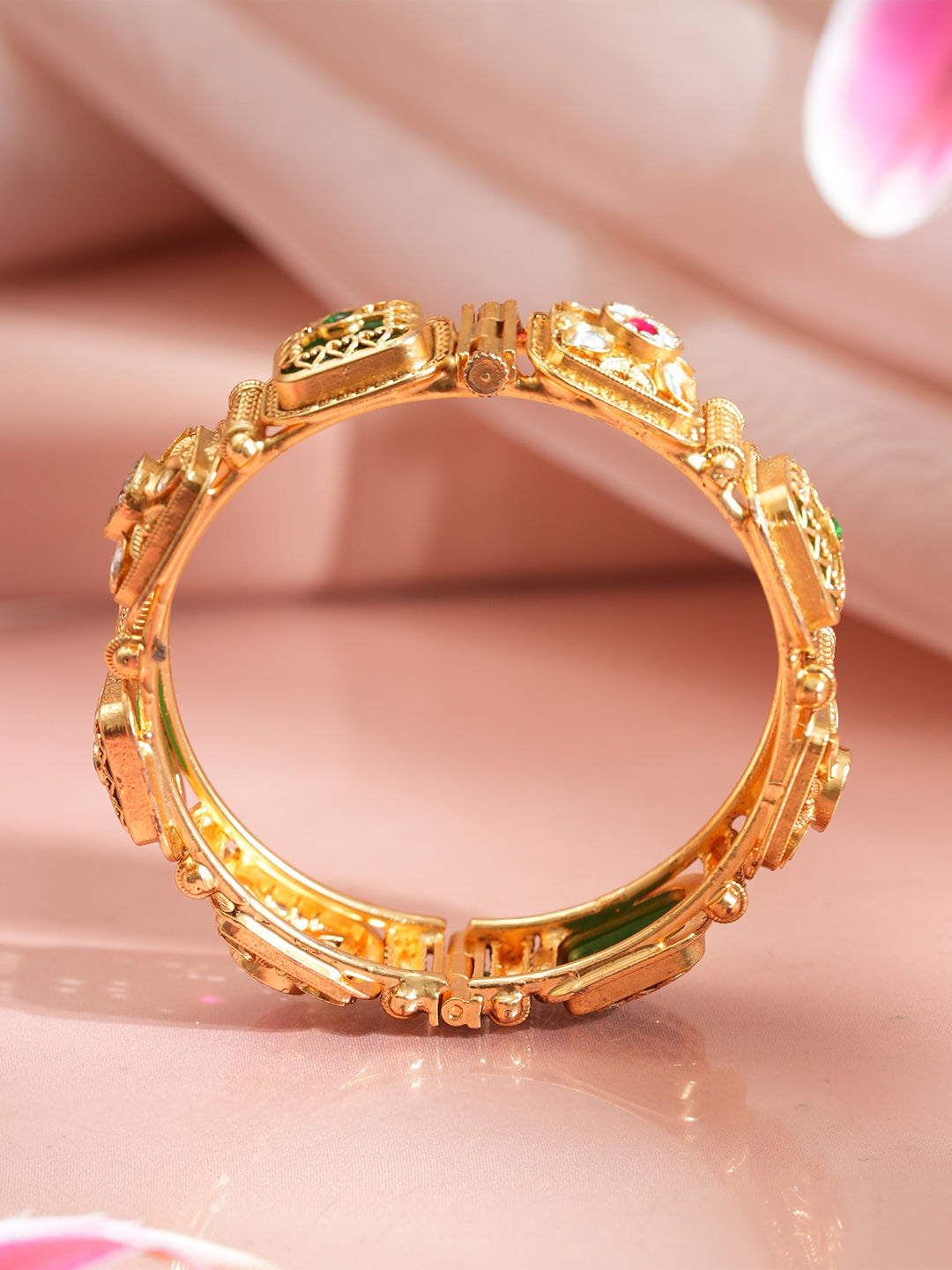 Heritage Kundan Gold Plated Kada Set 2.8 - Large