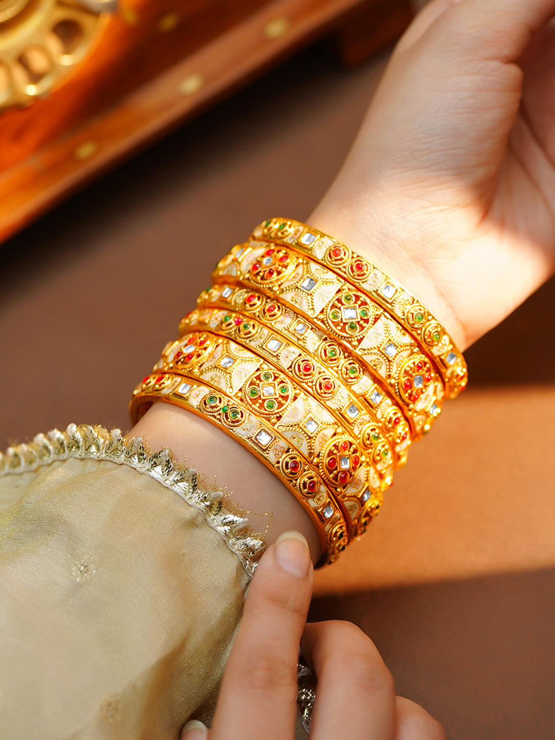 Gold Plated Traditional Festive Bangle Set 2.4 - Small