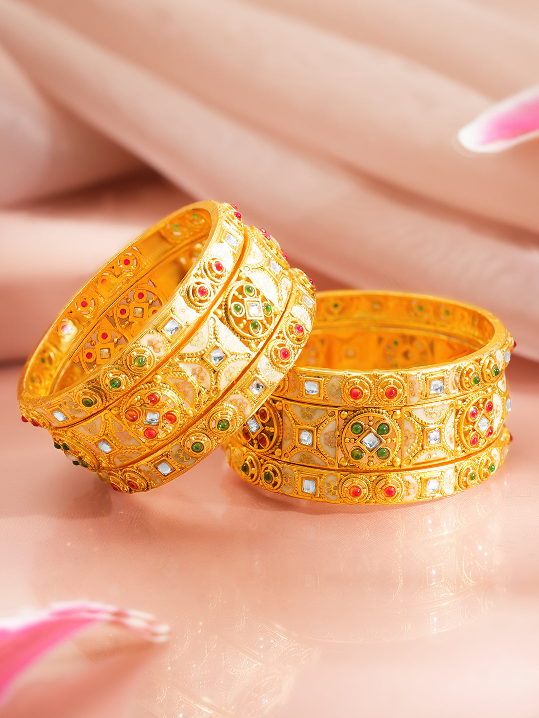 Gold Plated Traditional Festive Bangle Set 2.4 - Small