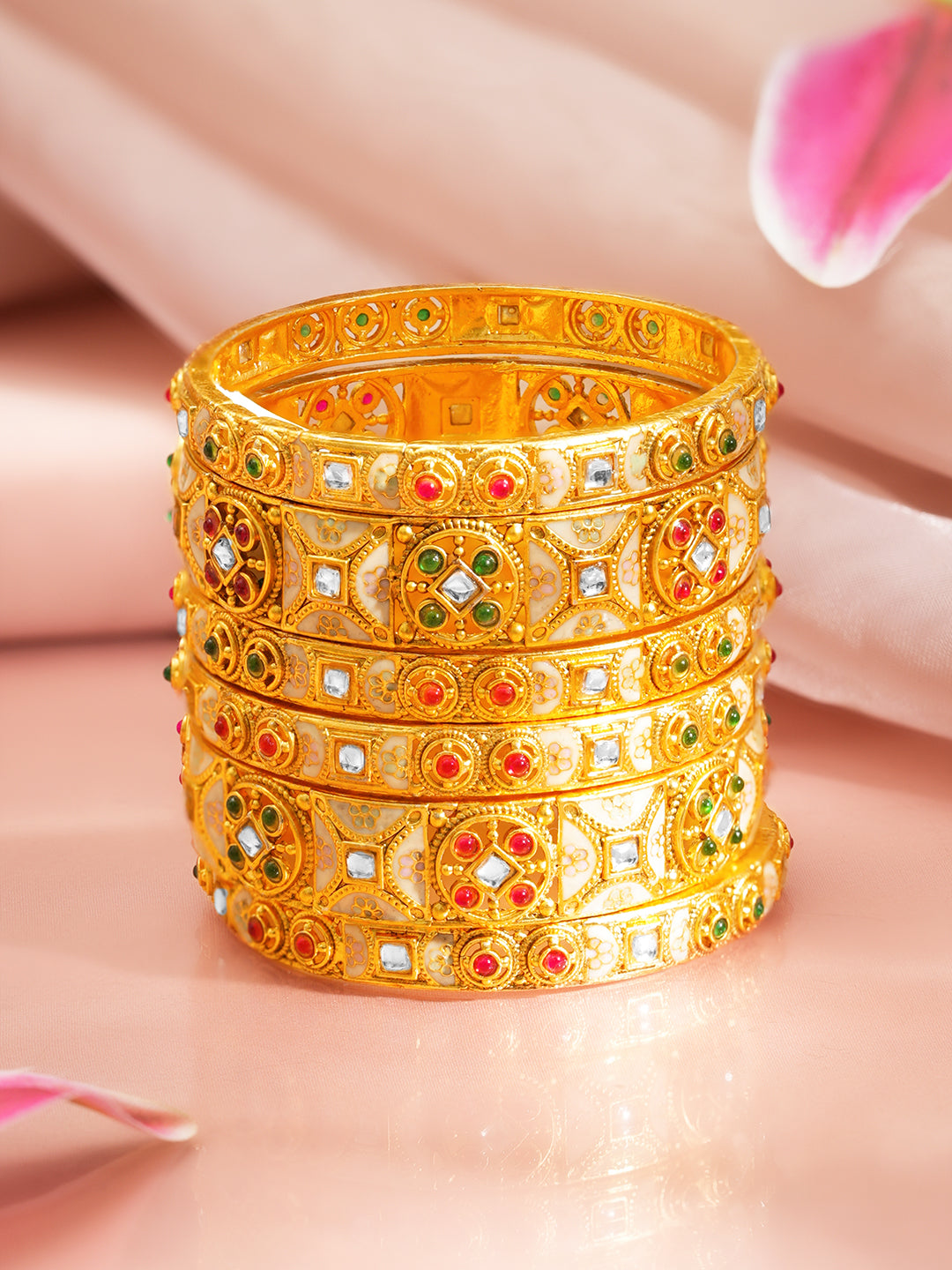 Gold Plated Traditional Festive Bangle Set 2.4 - Small