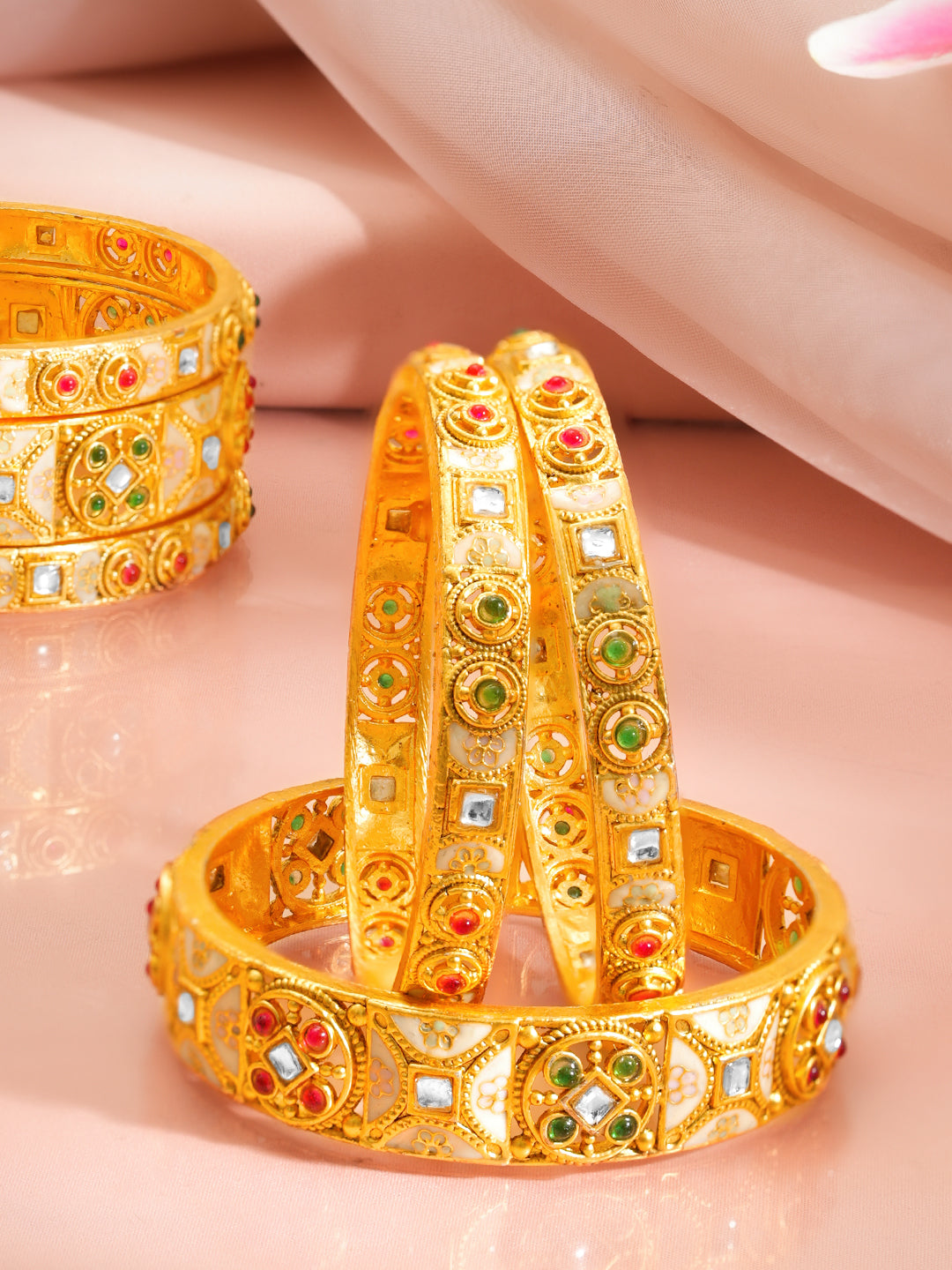 Gold Plated Traditional Festive Bangle Set 2.6 - Medium